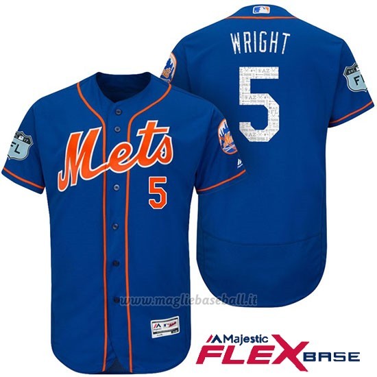 Maglia Baseball Uomo New York Mets David Wright 2017 Allenamento Primaverile Flex Base Giocatore